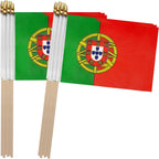 TSMD Portugal Stick Flag Portuguese Small Mini Hand Held Flags,5x8 Inch,12 Pack