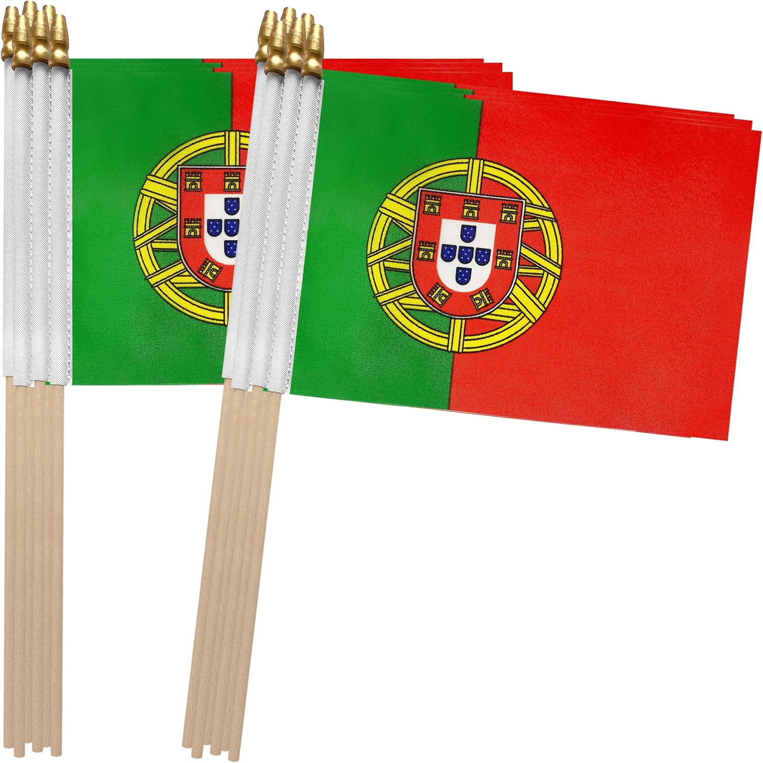 TSMD Portugal Stick Flag Portuguese Small Mini Hand Held Flags,5x8 Inch,12 Pack