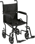 Drive Medical ATC19-BK Lightweight Aluminum Transport Wheelchair with Swing-Away Footrest, Black