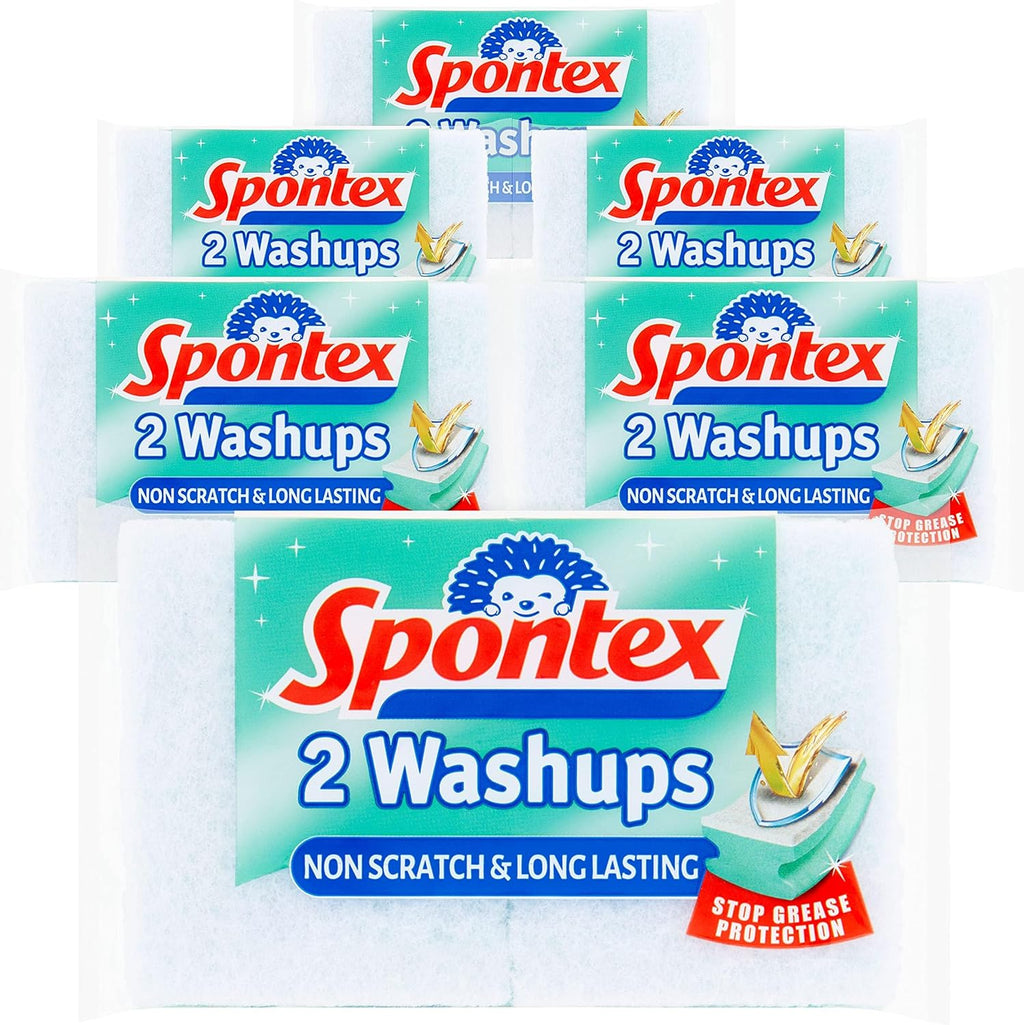 Spontex Non Scratch Washups Sponge Scourers - Pack of 6, Total 12