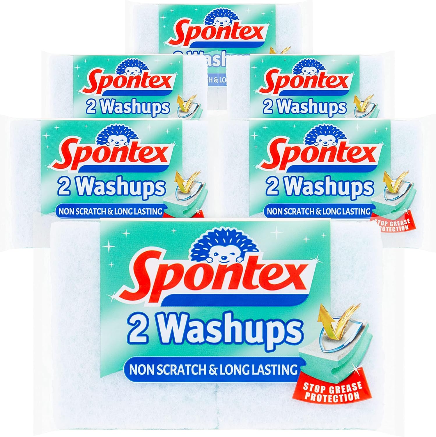 Spontex Non Scratch Washups Sponge Scourers - Pack of 6, Total 12