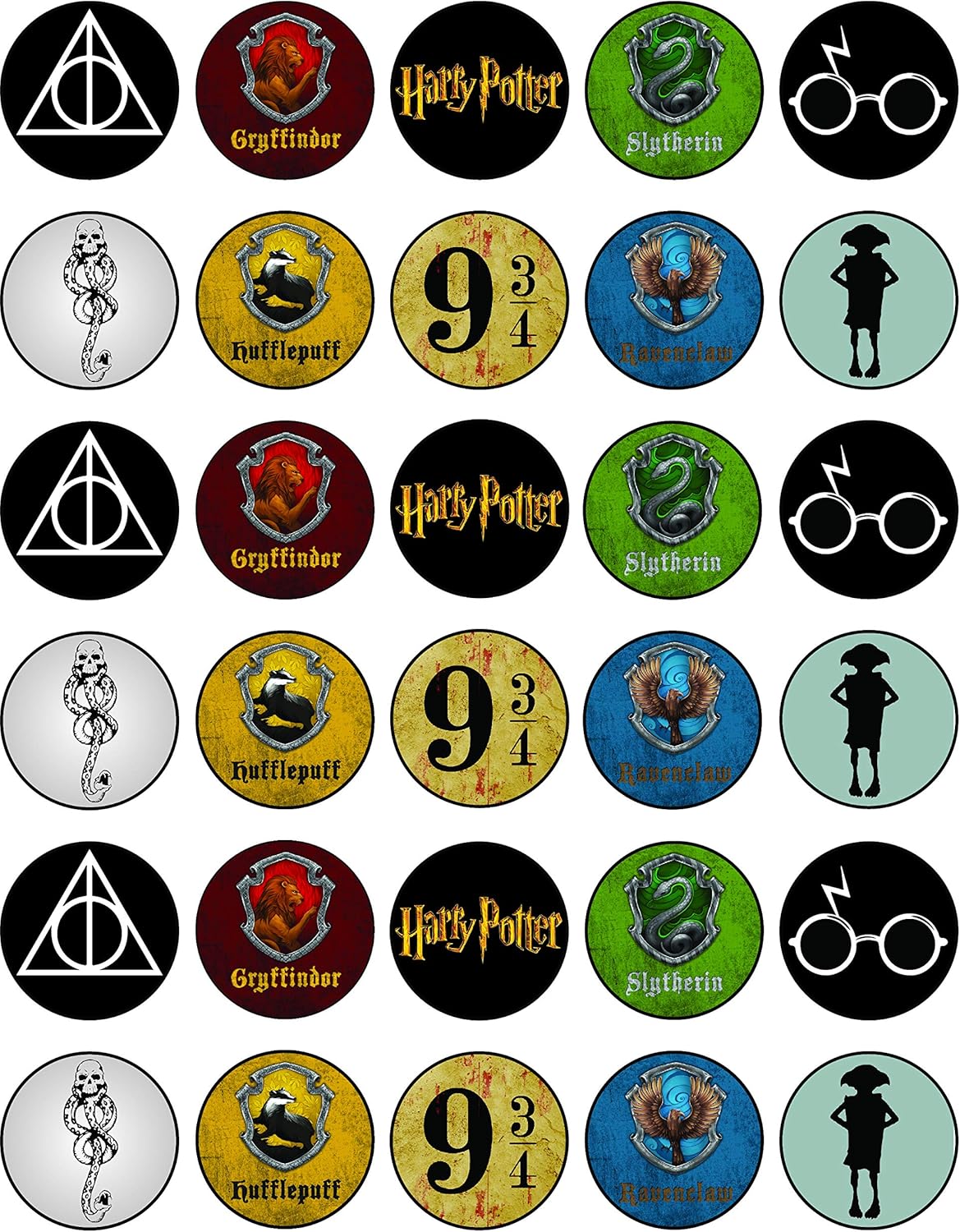 30 x Edible Cupcake Toppers – Wizarding World Inspired Collection of Edible Cake Decorations | Uncut Edible on Wafer Sheet