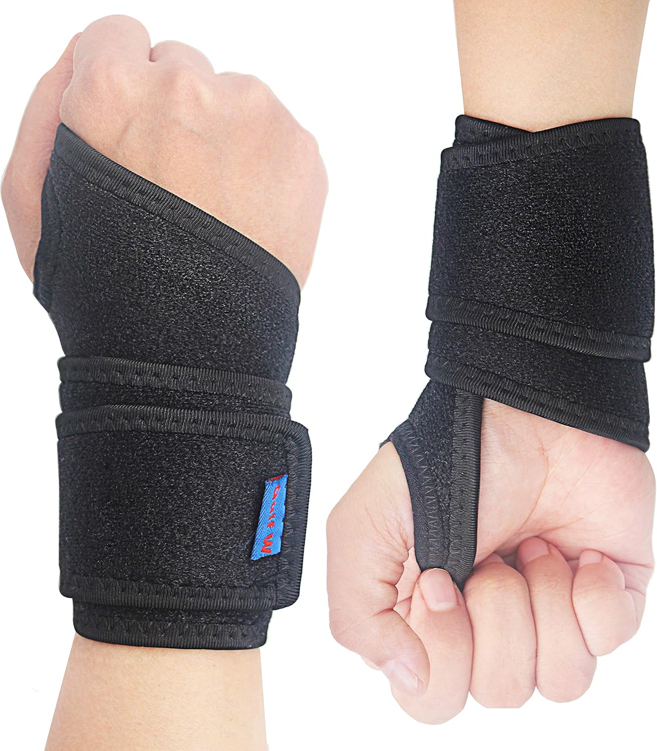 2Pack Version Profession Wrist Support Brace, Adjustable Wrist Strap Reversible Wrist Brace for Sports Protecting/Tendonitis Pain Relief/Carpal Tunnel/Arthritis/Injury Recovery, Right&Left (Black)