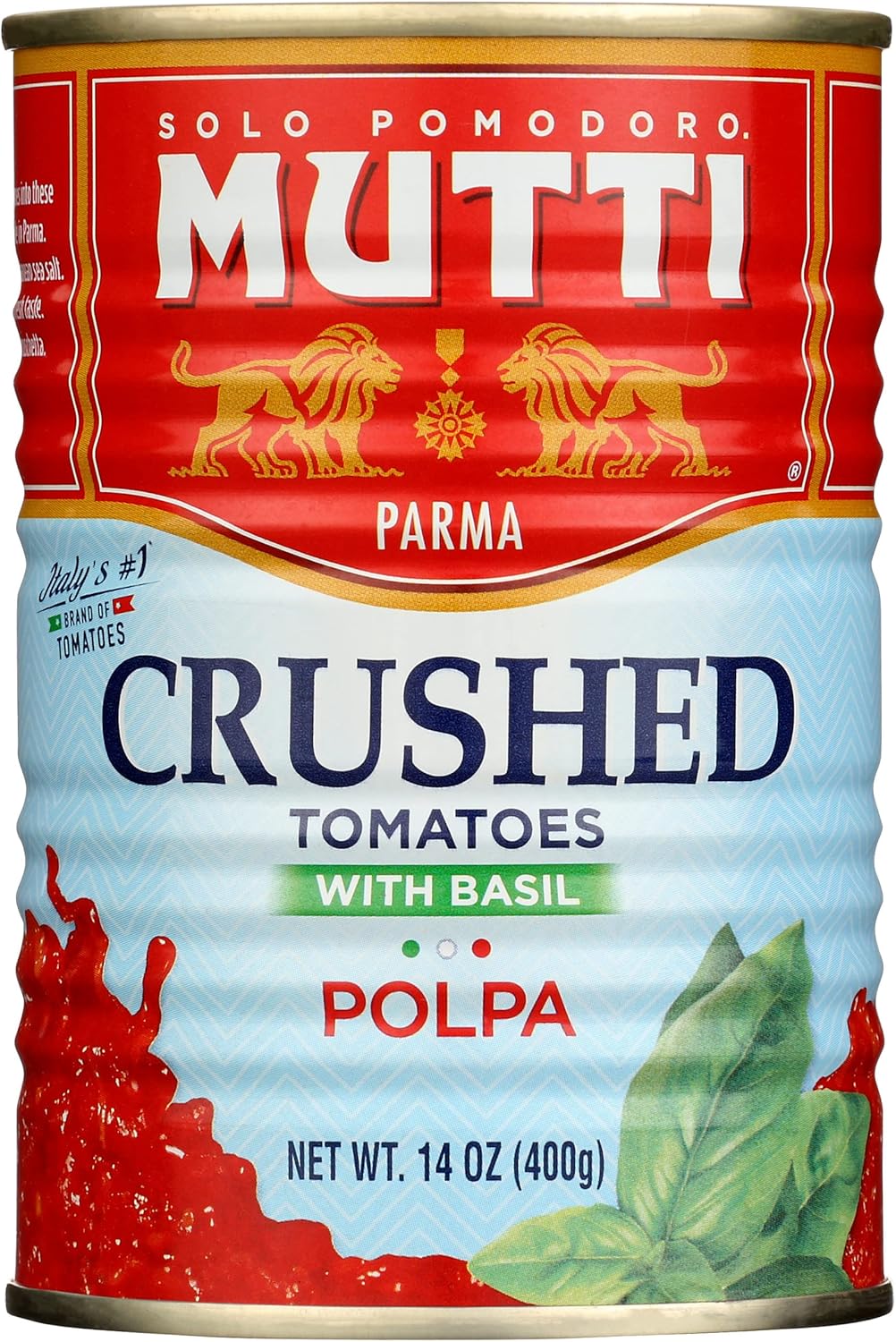 Mutti Finely Chopped Tomatoes with Basil, No Additives or Preservatives, Vegan, Gluten Free & Non-GMO, 14 Oz (Pack of 12)
