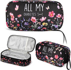 TrelaCo Insulin Cooler Travel Case Diabetic Travel Case Portable Diabetic Supplies Bag Spring Funny Gifts for Insulin Pen Waterproof Storage Bag for Travelling Diabetes Care Supplies(Wildflower)