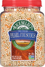 RiceSelect Tri-Color Pearl Couscous, Toasted Israeli-Style Pasta, Spinach and Paprika Flavored, 24.5 Ounce Jar (Pack of 1)