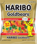 HARIBO Gummi Candy, Original Goldbears Gummy Bears, 3 Pound Party Size Bag (Pack of 4) Delicious Soft & Chewy Sweet Snacks, Assorted Fruity Flavors
