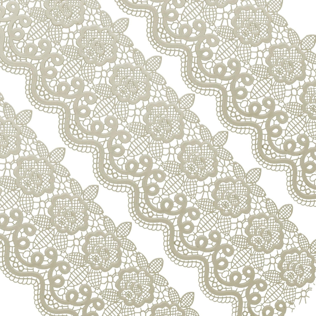 Funshowcase Large Pre-Made Ready to Use Edible Cake Lace Floral Medallion Scallop Ivory White 12-inch 10-piece Set