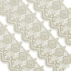 Funshowcase Large Pre-Made Ready to Use Edible Cake Lace Floral Medallion Scallop Ivory White 12-inch 10-piece Set