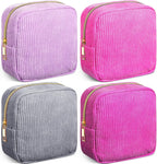 4 Pcs Sanitary Napkin Storage Bag Pink Corduroy Period Bag for Gift School Teen Mini Makeup Preppy Cosmetic Wallet Set for Women Teacher Portable First Period Cute Pad Pouch with Zipper