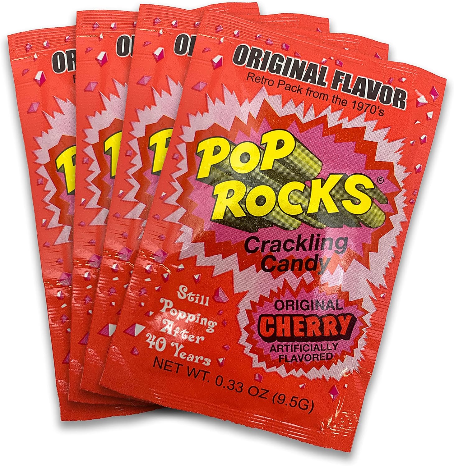 UpTop Treats Cherry POP ROCKS® Candy | Includes 4 Individual Retro Packs of Flavored Mini Rock Popping Candies