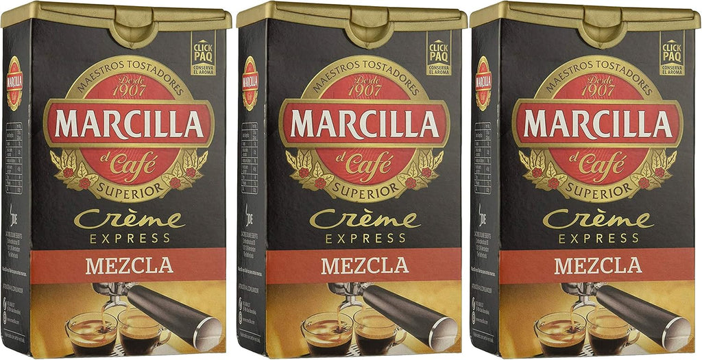 Marcilla Creme Express Mezcla (Mixed) Ground Coffee 250gr. Pack of 3 Units