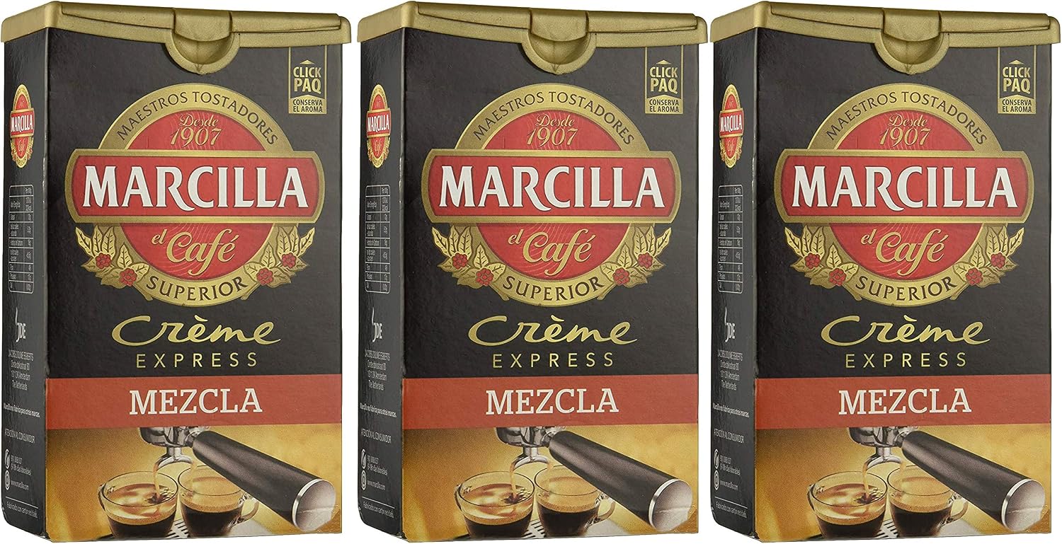 Marcilla Creme Express Mezcla (Mixed) Ground Coffee 250gr. Pack of 3 Units