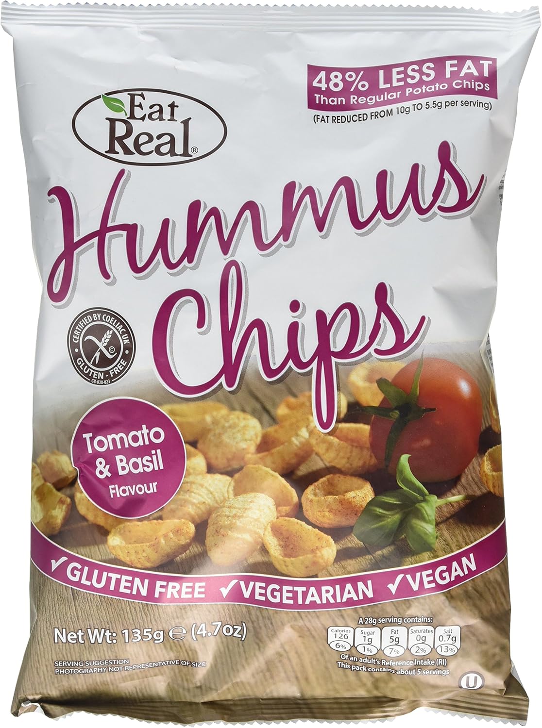 Eat Real Hummus Tomato Basil Chips, 135 g