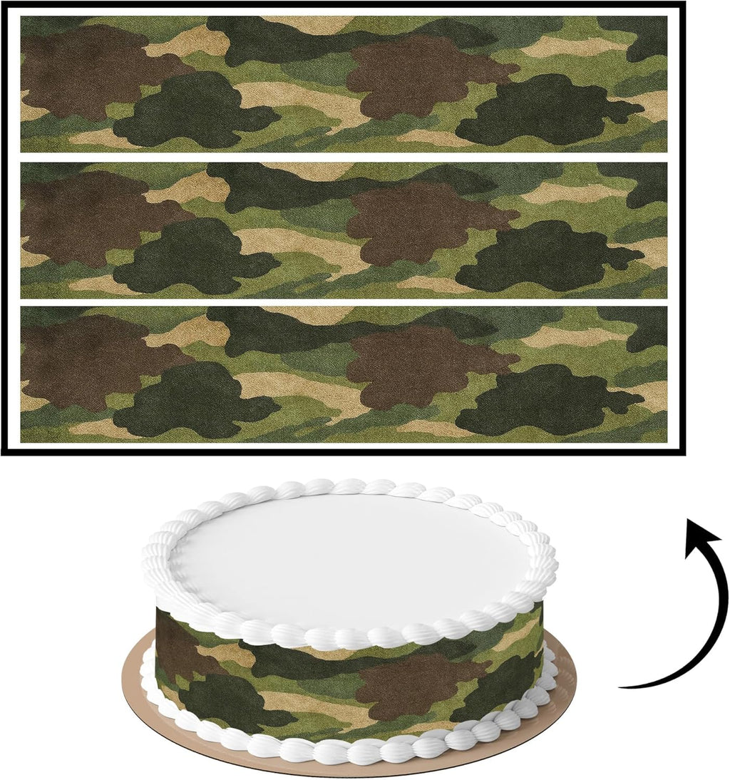 3 pcs Camouflage Cake Strips Edible birthday cake strips, cake side borders, Icing Sheets 2.7X11.8