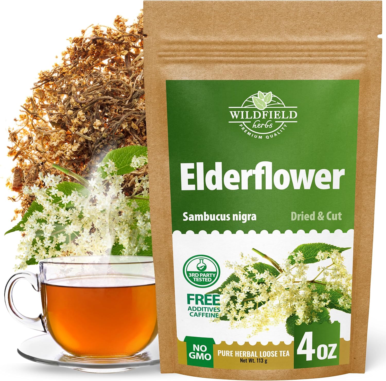4 oz. Dried Elderflower Tea Herbal Tea (Flores Sambuci Nigrae) - 113g Elder Flower Herb Espino Blanco
