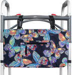 RMS Walker Bag with Soft Cooler - Water Resistant Tote with Temperature Controlled Thermal Compartment, Universal Fit for Walkers, Scooters or Rollator Walkers (Vivid Butterfly)
