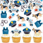 42 Pcs Edible Police Cupcake Toppers Boy Girl Birthday Party Decorations role play party cake Decorations Kids Adults Birthday Party Supplies