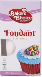 White Fondant Icing - 4 oz. - Ready to Use Cake Decorating Frosting - Easy To Roll, Moldable, Kosher, Dairy Free, and Nut Free - White Fondant For Cakes Cupcakes and Cookies - By Baker’s Choice