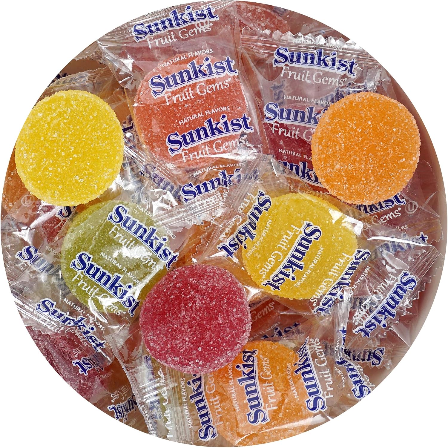 SunkistFruit Gems, 1 Pound Bulk Bag, Fruit Gems, Soft Candy Individually Wrapped