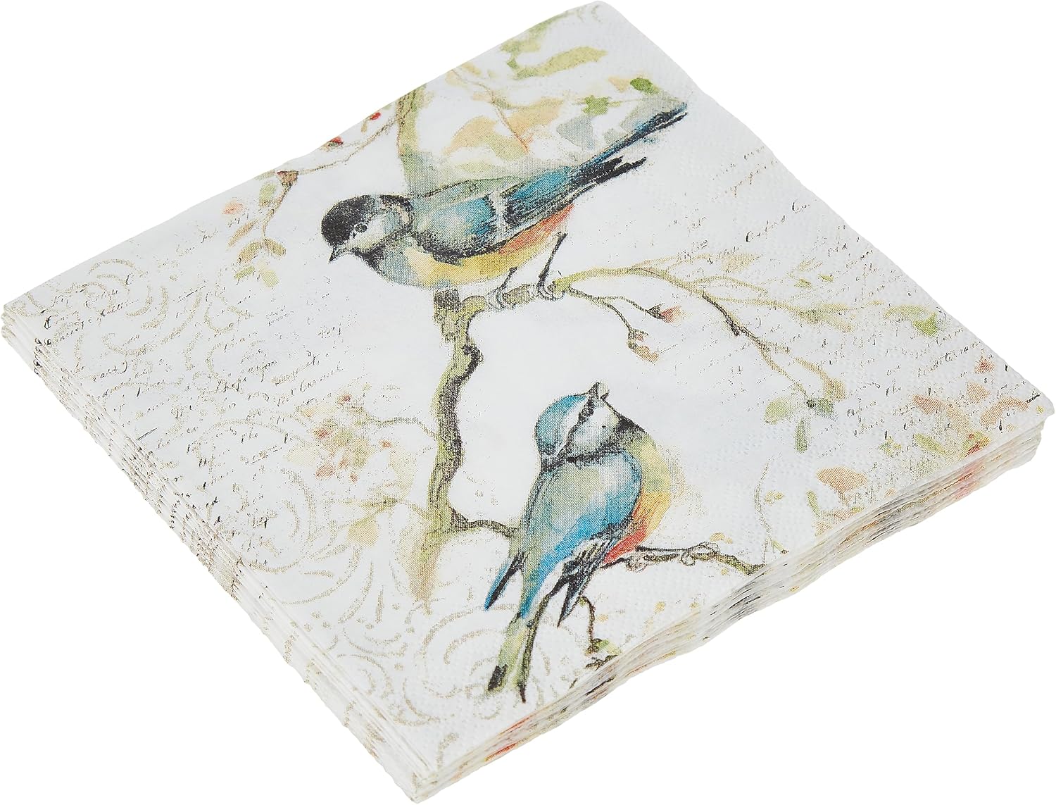 Boston International C811100 IHR Cocktail Beverage Paper Napkins, 5 x 5-Inches, Happy Little Titmice