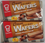 Garden Cream Wafers, Pack of 2, 7 oz each pack, Flavors of Chocolate, Vanilla, Strawberry, Cappuccino, Matcha, Coconut, Orange (Chocolate)
