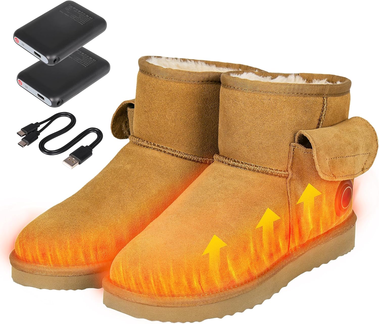 Heated Boots for Women & Men, Waterproof Winter Heated Shoes with 5000mAh Rechargeable Battery, 3-Level Warming, Electric Foot Warmer for Indoor & Outdoor Use, Heated Slippers for Woman