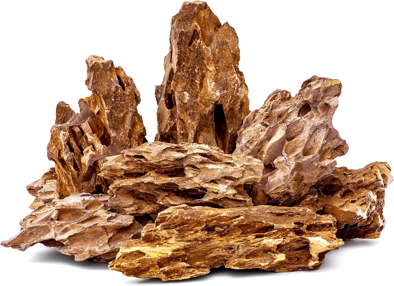 6.1-8.1 Inches Natural Dragon Stone, 6 PCS Large Aquarium Rocks for Aquascaping, Terrariums, Reptile Tanks & Aquarium Décor