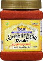 Rani Kashmiri Chilli Powder (Deggi Mirch, Low Heat) Ground Indian Spice 16oz (1lb) 454g PET Jar ~ All Natural | Salt-Free | Vegan | Kosher | Gluten Friendly