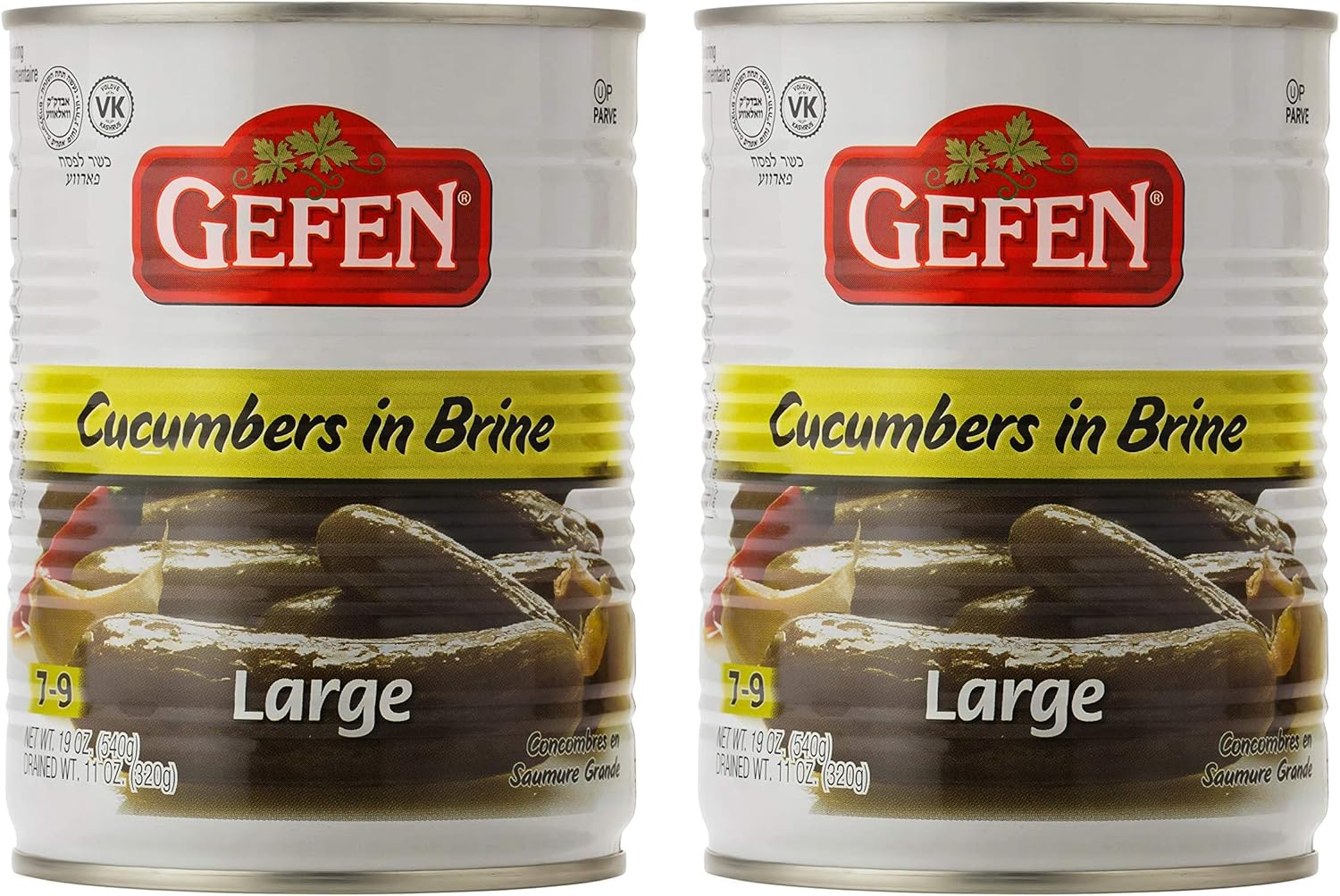Gefen, Large Pickled Cucumber in Brine, 19oz (2 Pack)