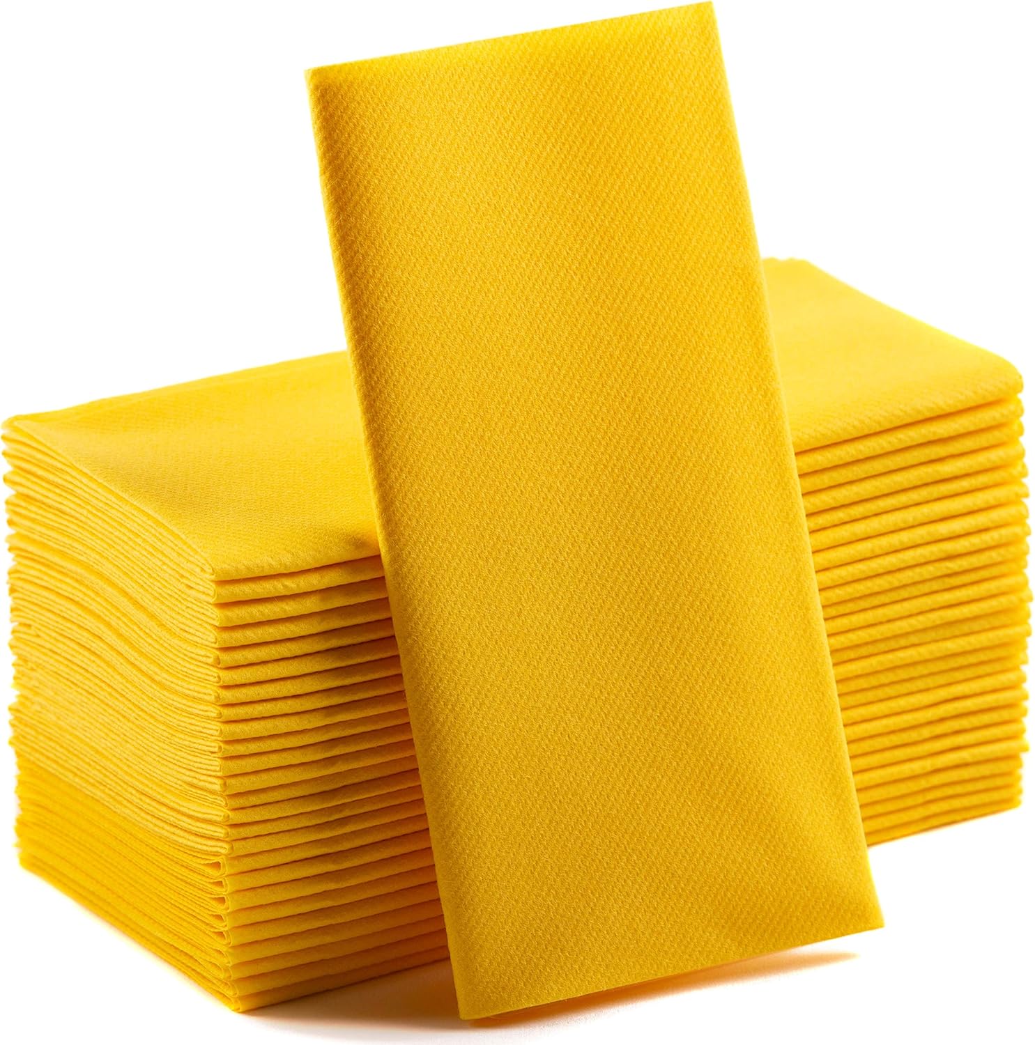 Yellow Paper Napkins | Linen Feel Guest Disposable Cloth Like Dinner Napkins | Hand Towels | Soft, Absorbent, Paper Hand Napkins for Kitchen, Bathroom, Parties, Weddings, Dinners Or Events | 50 Pack