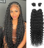 Human Braiding Hair for Boho Braids 100g 20 Inch Water Wave Bulk Human Hair for Braiding Knotless 100% Unprocessed 12A Brazilian Virgin Hair Extensions 2 Bundles/Pack Natural Color
