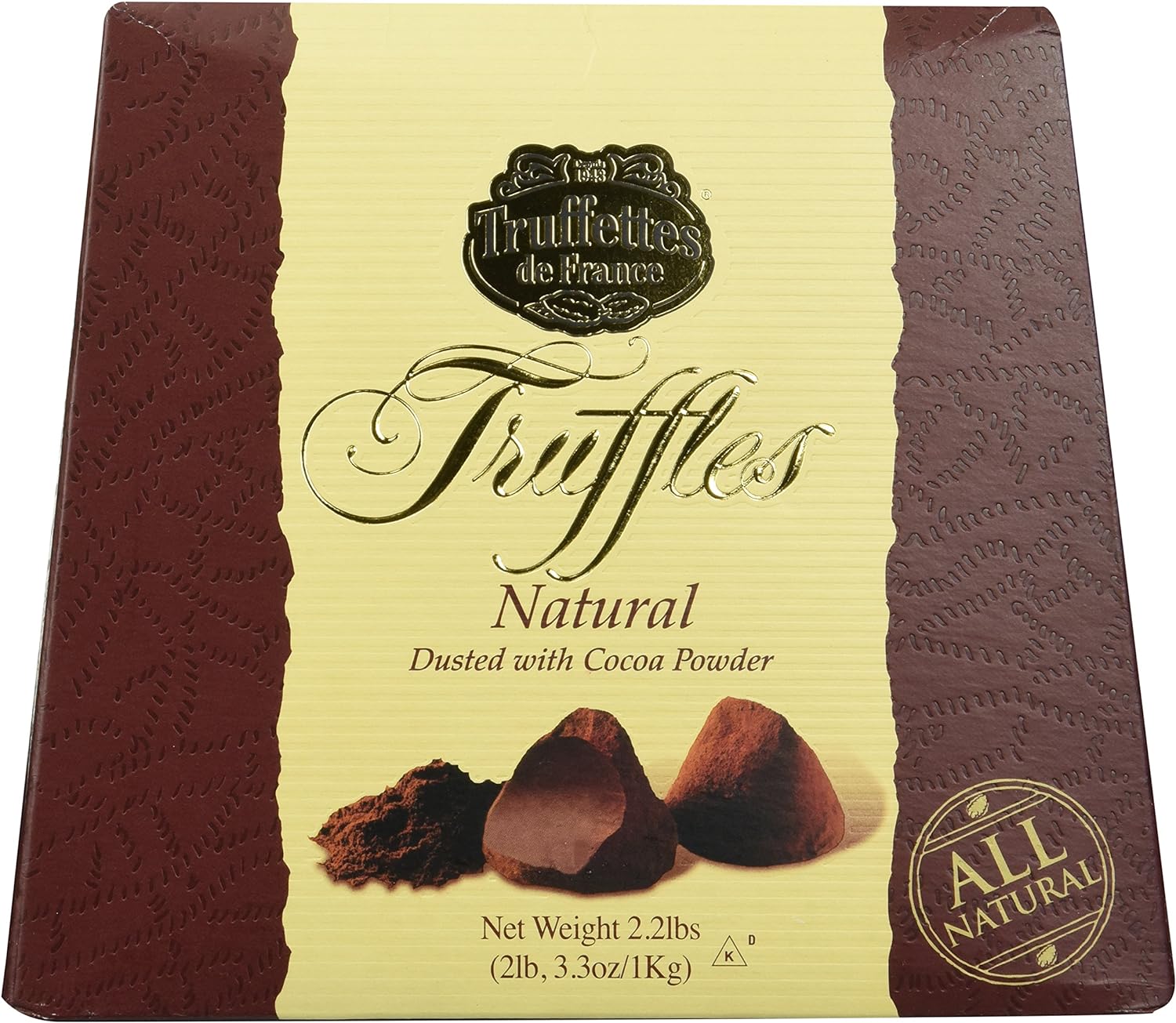 Chocmod Truffettes de France 2.2lbs (1Kg) All Natural Truffles in a Elegant Gift Box