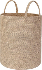 Large Woven Laundry Basket, 15"x18" Tall Blanket Storage for Living Room, Cute Nursery Kids Baby Laundry Hamper, Wicker Hamper for Bedroom Aesthetic, Cotton Rope Dirty Clothes Decor Basket