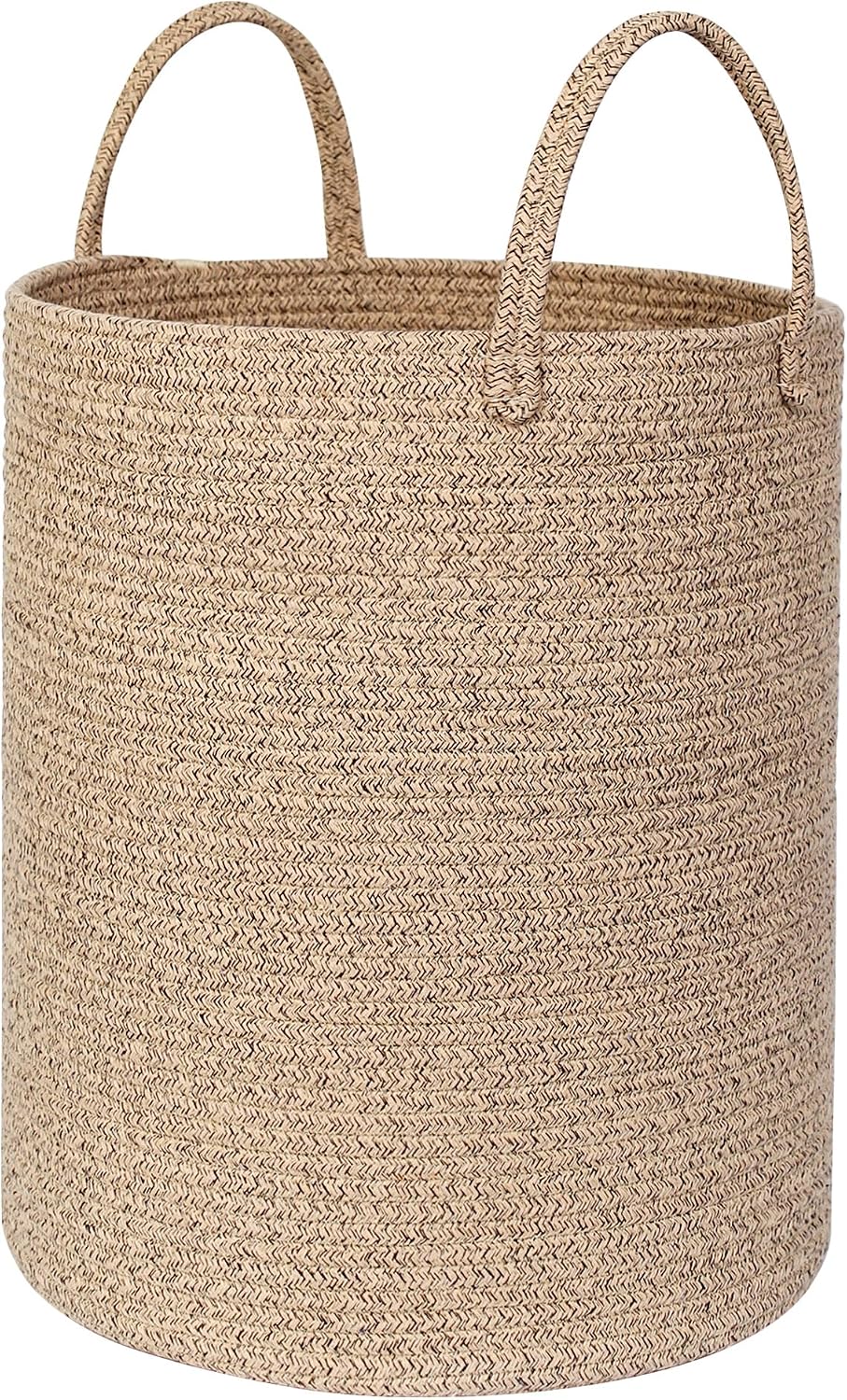 MEGASKET Large Woven Laundry Basket, 15"x18" Tall Blanket Storage for Living Room, Cute Nursery Kids Baby Laundry Hamper, Wicker Hamper for Bedroom Aesthetic, Cotton Rope Dirty Clothes Decor Basket