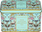 New English Teas Song Thrush and Berries Tea Tin in Green with 40 English Breakfast Teabags
