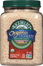 RiceSelect Organic Texmati White Basmati Rice, Premium Non-GMO Gluten-Free Long-Grain White Rice, 32-Ounce Jar