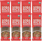 Lotus Foods Organic Soba Rice Noodles - Organic Rice Noodles, Asian Noodles, Rice Noodles Gluten Free, Brown Rice & Buckwheat Flour, Perfect for Stir Fry, GF, Vegan, Non GMO - 8 Oz (Pack of 8)