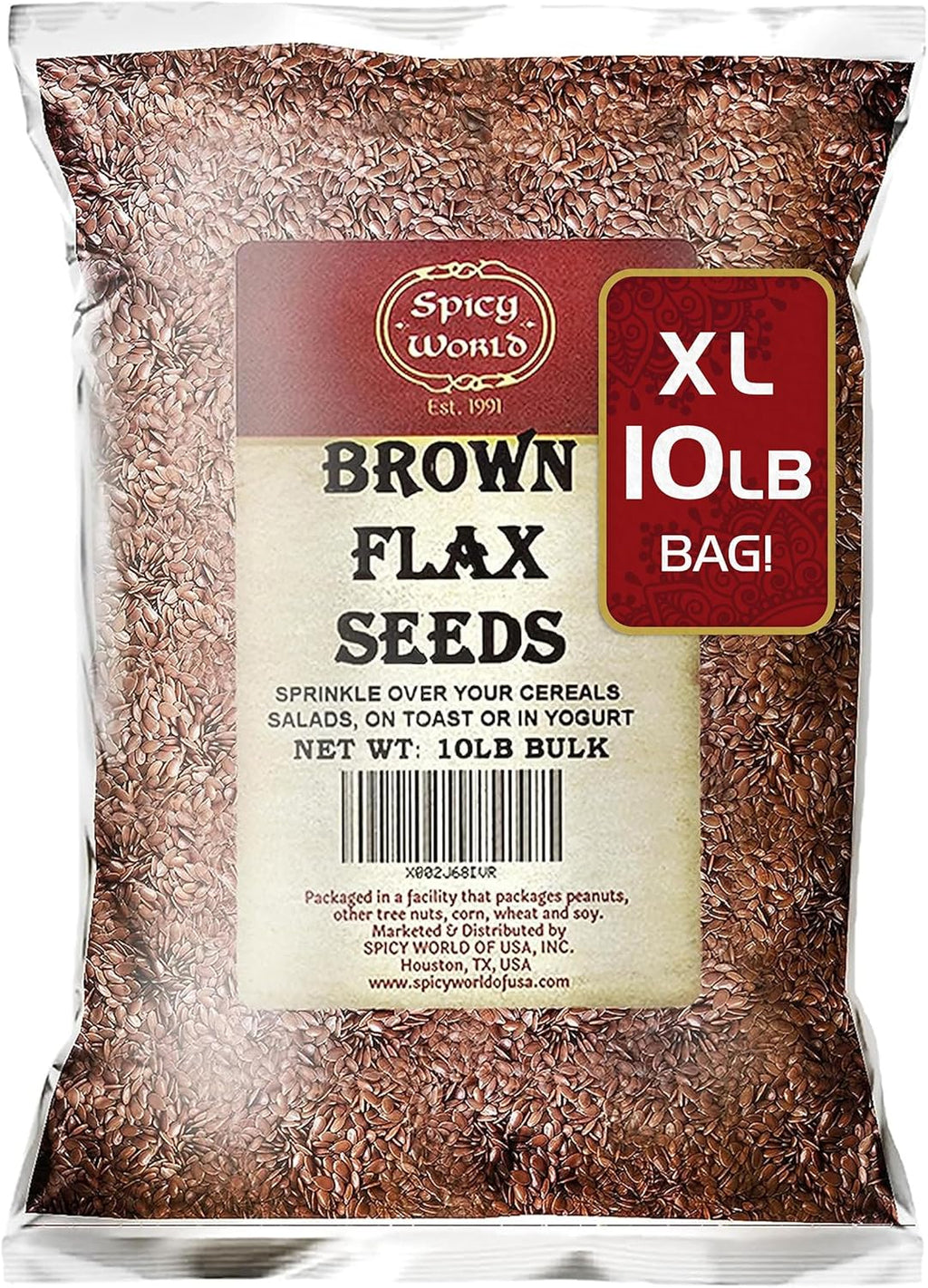 Spicy World Brown Flaxseed, 10 Pound Box