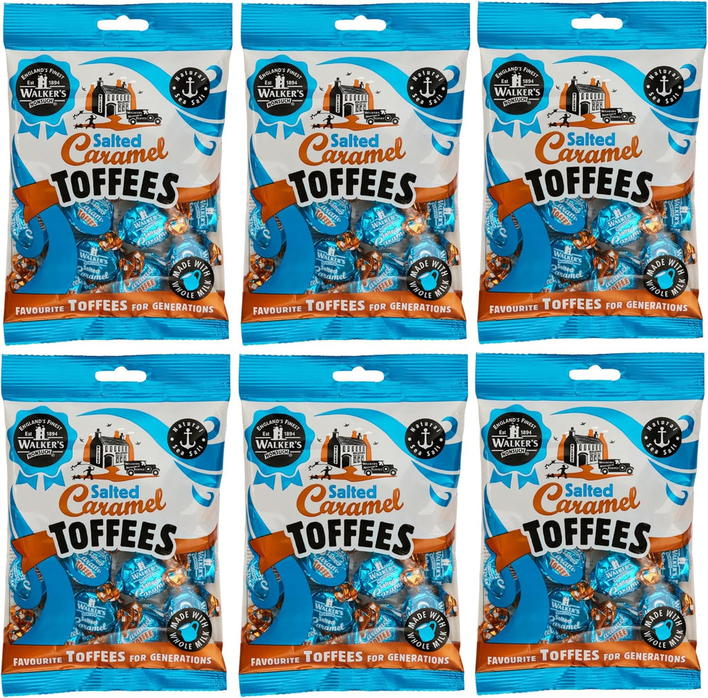 Walkers Nonsuch Salted Caramel Toffees Bag 5.29 Oz (Pack of 6) - British Chewy Butter Toffee Candy, Individually Wrapped with Anglesey Sea Salt, Imported from UK, Traditional English Sweets