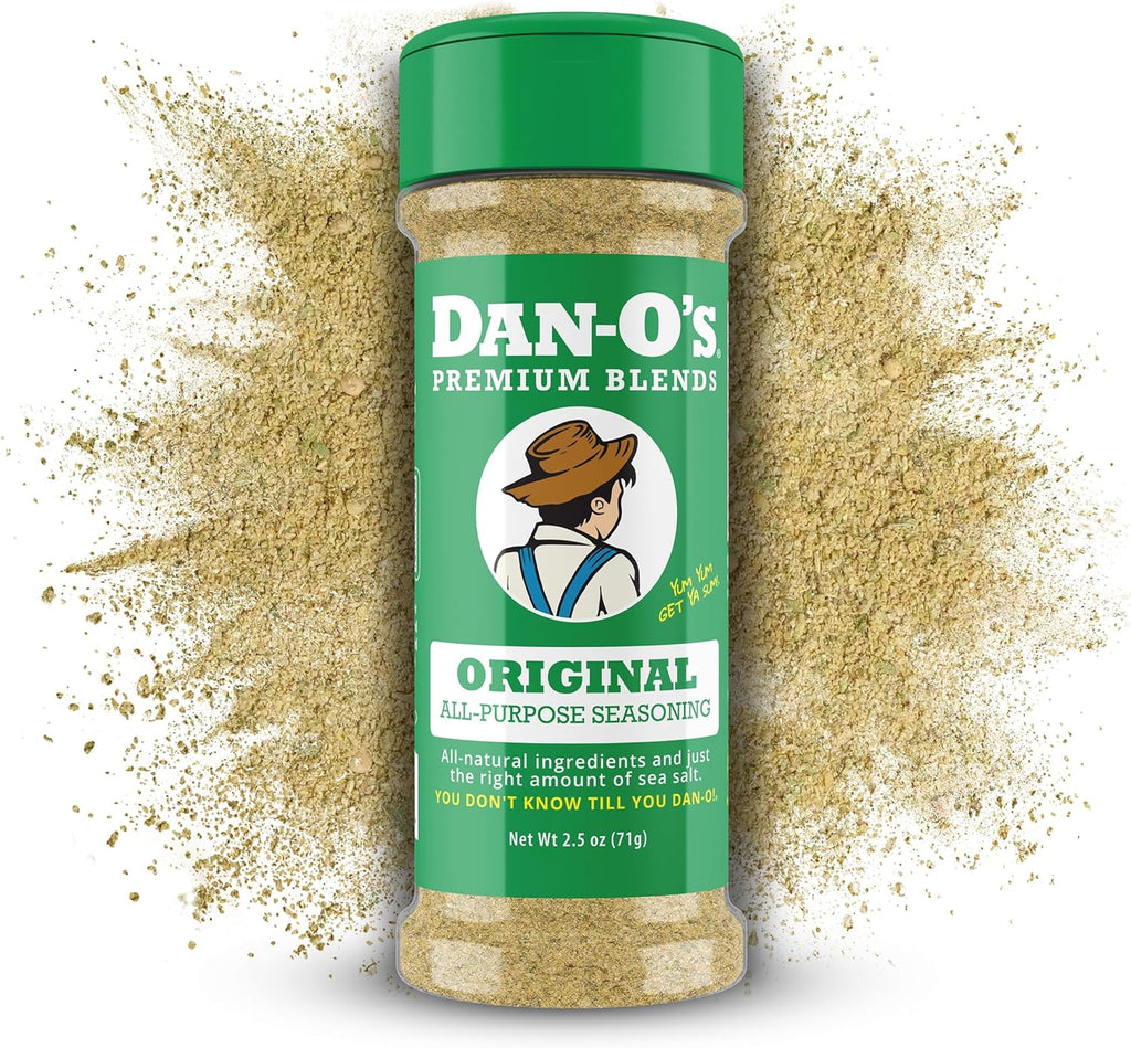 Dan-O's Original Seasoning, 2.5 oz Bottle, All Purpose Seasoning for Chicken, Turkey, Beef, Veggies and More, Sugar Free, Zero Calorie, Use this Spice Blend to Craft a Marinade, Dry Rub or Sauce