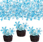 Gyufise 50Pcs Pink Edible Cupcake Cake Toppers Snowflake Cake Decorations for Christmas Winter Frozen Theme Party Supply Decoration Multi