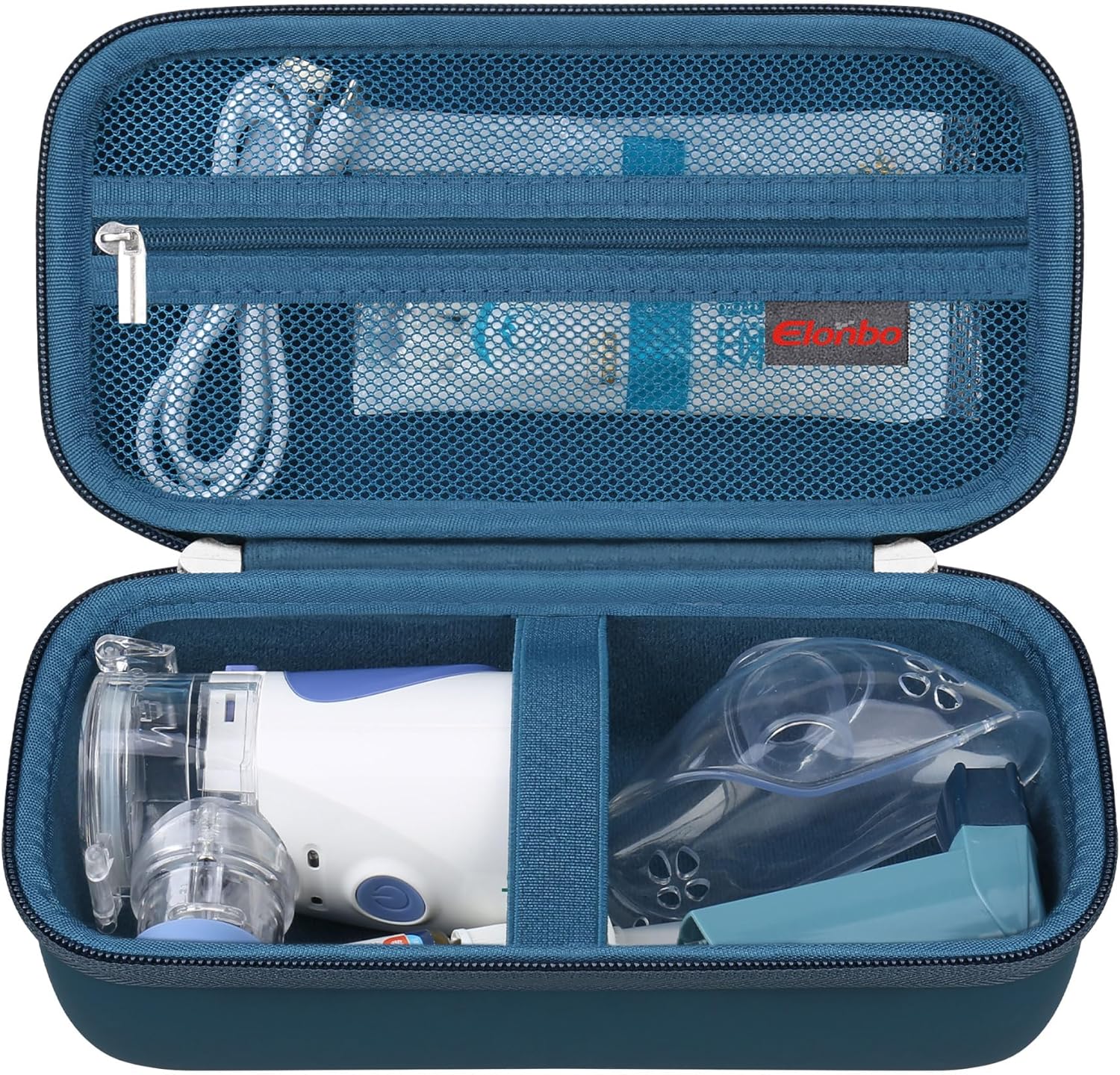 Elonbo Carrying Case for Portable Handheld Inhaler Nebulizer Machine for Adults and Kids, Asthma Inhaler Travel Case, Handheld Mesh Atomizer Machine Holder, Inhaler Spacer Bag, Dark Blue