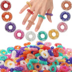 Nuogo 300 Pcs Acupressure Rings Spiky Sensory Finger Rings for Fingers Stress Relief Fidget Sensory Toys for Teens Adults Stress Reliever Massage