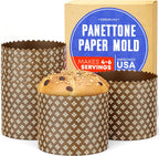 Durable Panettone Paper Mold Large - 20 oz Disposable Panettone Pan for Cake and Bread - 5 in Panettone Molds for Baking 550 g - Easter Bread Paper Mold Paska 6 pack