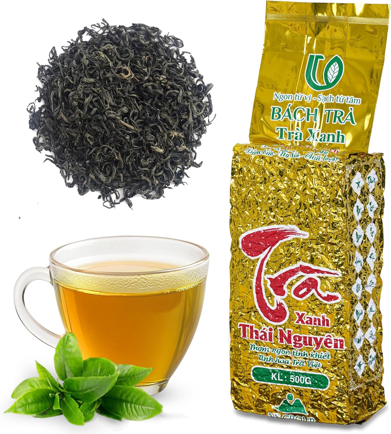 BACH TRA Green Tea Loose Leaf 17.64 oz | Authentic Thai Nguyen Tea Buds | Smooth & Naturally Low Caffeine | Large Value Pack