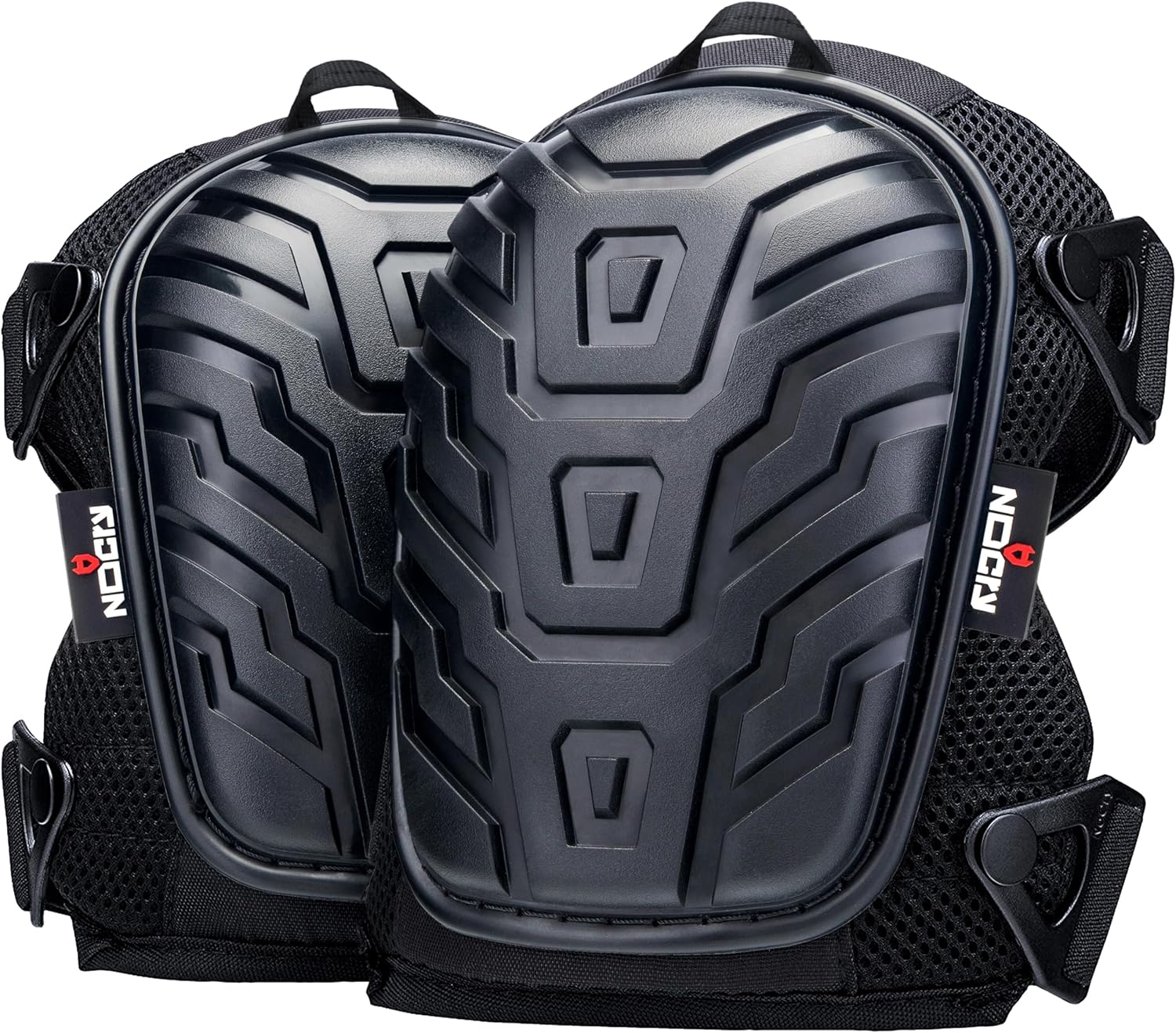 NoCry Professional Gel Knee Pads for Work with Soft Foam and Gel Cushion — Heavy Duty Cap, Reinforced Adjustable Straps, Military Grade Rivets and Built-in Hang Loops — Perfect for Construction