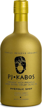 P.J. KABOS 2025/26 Fresh Harvest, Extremely High Phenolic (900+ mg/kg), USDA Organic Greek Extra Virgin Olive Oil, Kosher, Cold Extracted, 16.9oz Glass Bottle, PJ KABOS “Family Reserve Organic - Phenolic Shot”