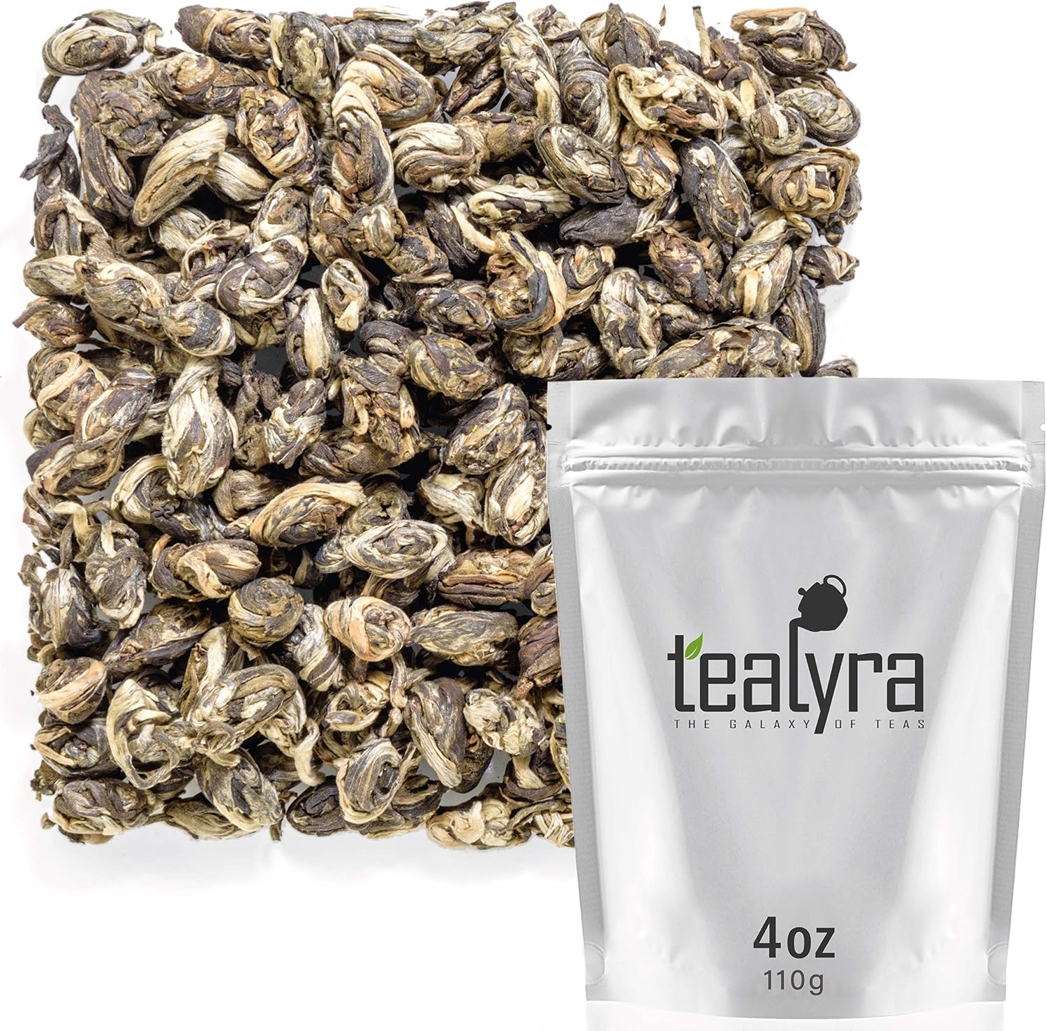 Tealyra - Jasmine Phoenix Pearls - Best Chinese Jasmine Green Loose Leaf Tea - Naturally Scented - Great Aroma and Taste - 110g (4-ounce)