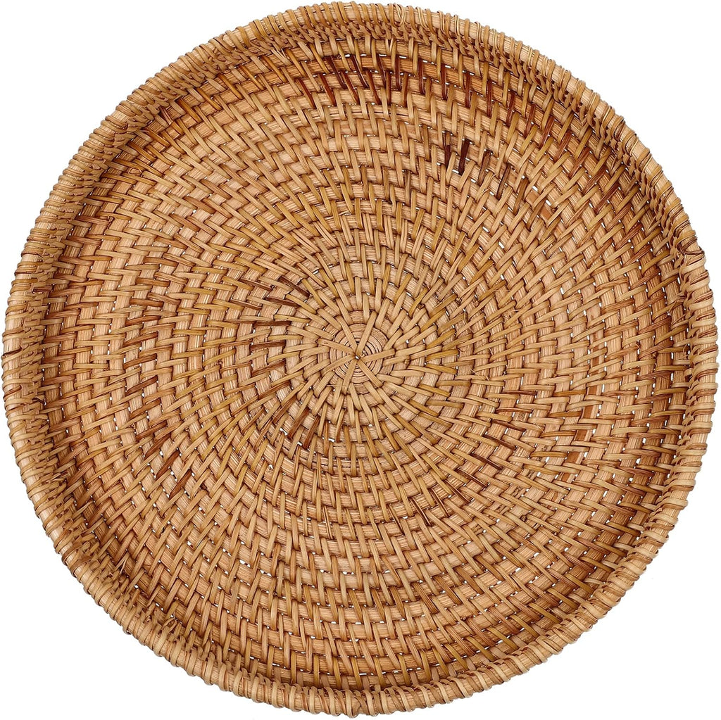 Zerodeko Rattan Charging Basket Serving Tray Fruit Plate Household Storage Tea Cup Accessory Perfect Present